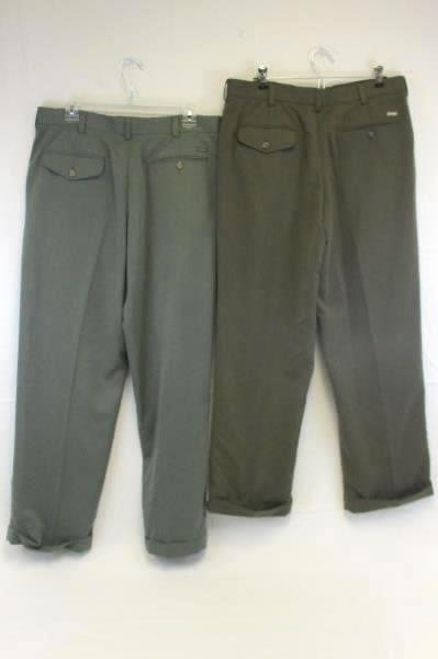 Lot of Two Men's Izod Dress Pants Size 34/40 Light and Dark Olive Green