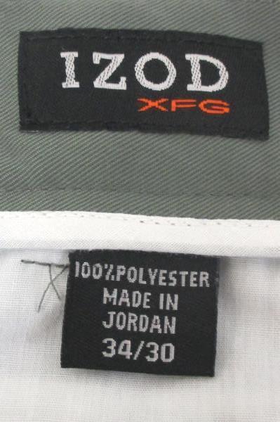 Lot of Two Men's Izod Dress Pants Size 34/40 Light and Dark Olive Green