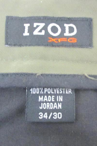 Lot of Two Men's Izod Dress Pants Size 34/40 Light and Dark Olive Green