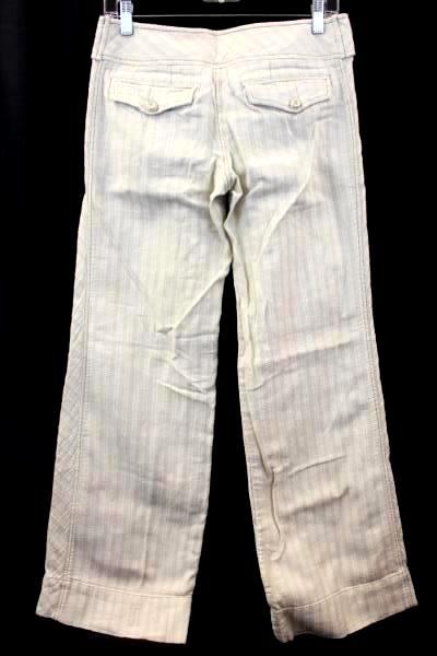 Lux Women's Beige Pants Size 5 Button Zipper Clasp Fly Striped 100% Cotton
