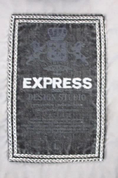 Men's Express Size Large Light Gray Graphic Button Casual Dress Shirt
