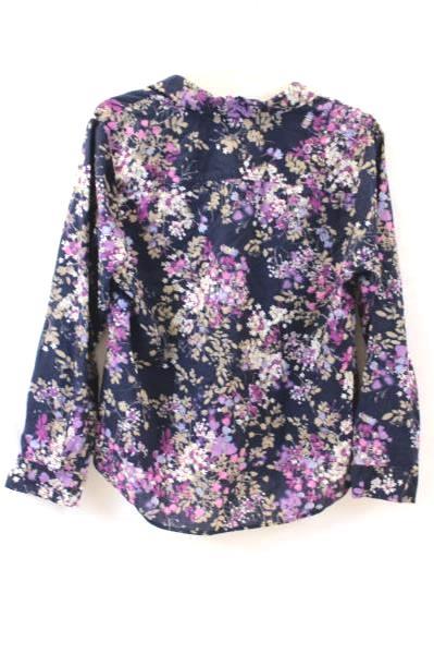 Croft & Barrow Women's Button Up Shirt Dark Blue Floral Long Sleeve Size XLP