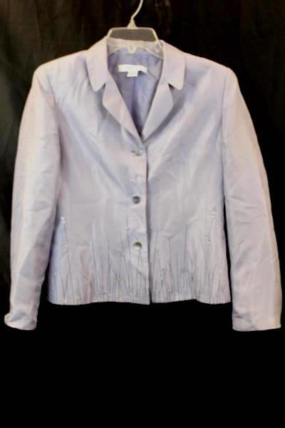 Rafael Women's 100% Silk Blazer Long Sleeves Lavender Sequin Design Size 8
