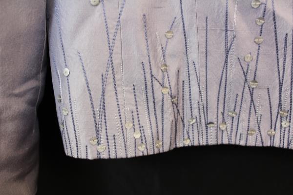 Rafael Women's 100% Silk Blazer Long Sleeves Lavender Sequin Design Size 8