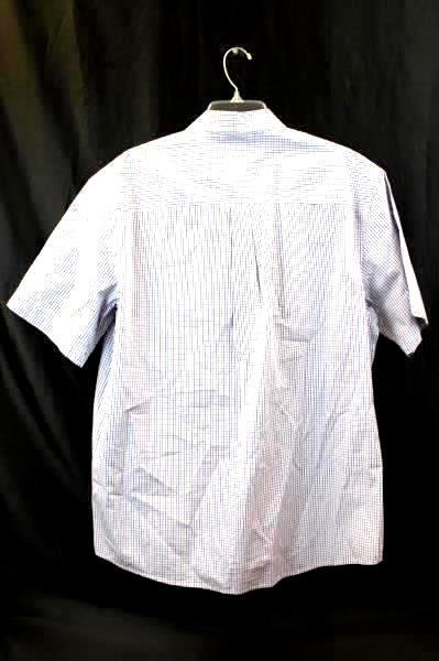 Hathaway Men's Button Up Short Sleeve Dress Shirt Blue Purple Plaid Size Large