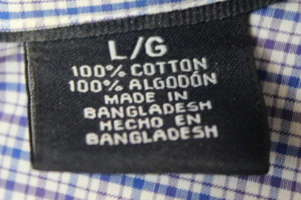 Hathaway Men's Button Up Short Sleeve Dress Shirt Blue Purple Plaid Size Large