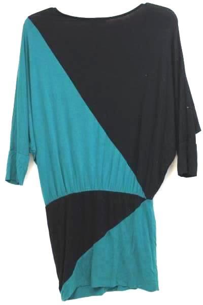 XXI Women's Black Turquoise Design Dress Flare Long Sleeve Size S/P