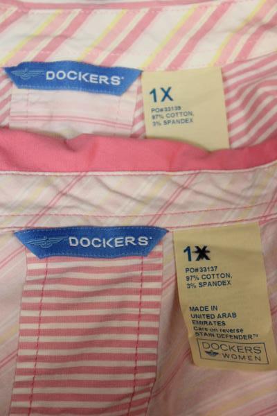 Lot of 2 Dockers Women's Button Up Pink Long Sleeve Size XL