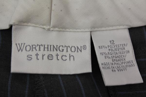 Women's Grey and Blue Stripped Career Dress Pants By Worthington Stretch Size 12