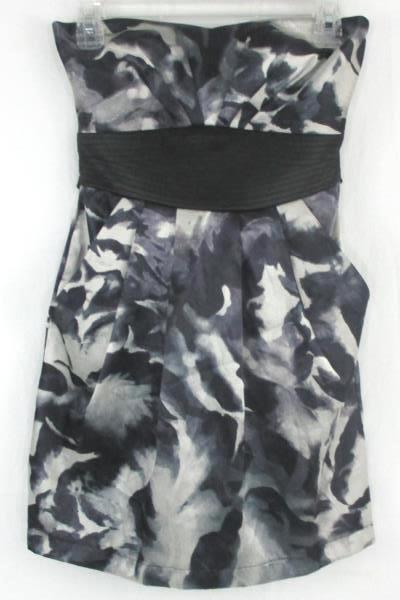 Trixxi Juniors Size 3 Silver and Black Little Strapless Dress w/ Pockets