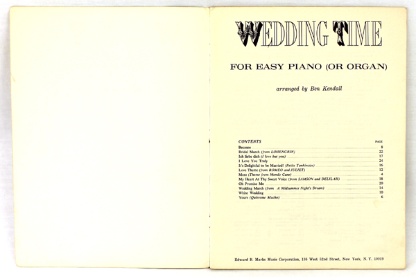 Vintage Piano Song Book Wedding Time by Ben Kendall