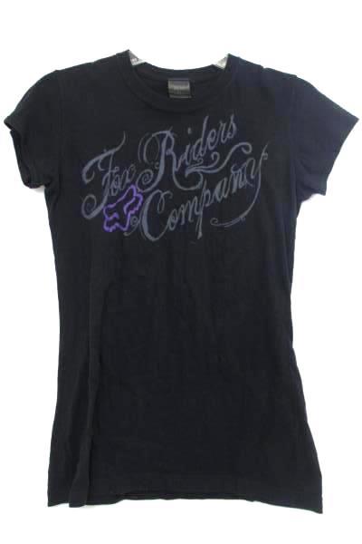 T-shirt by Fox Girls Black w/ Gray Grey & Purple Design Junior Size XL
