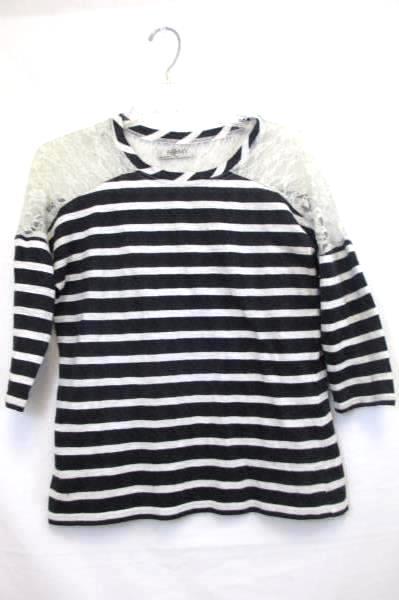 Lot of 2 Romy Women's Tops Blouse Black White Striped Burgundy Lace Size M