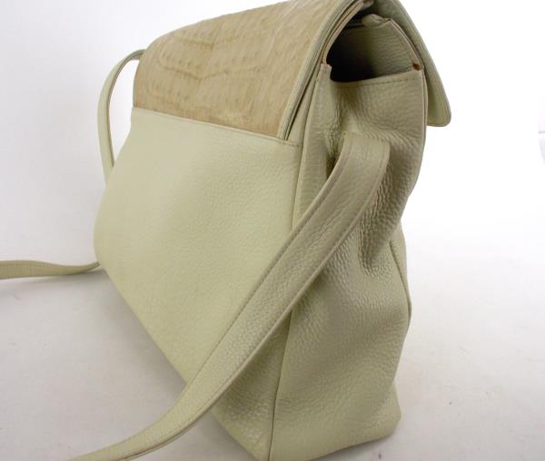 DONNA ELISSA Light Tan Genuine Crocodile Leather Crossbody Purse XL Bag Italy