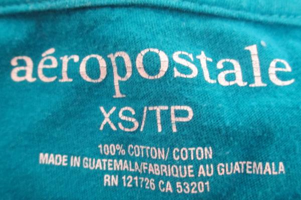 Aeropostale Solid Blue w/ White Writing Women's Size XS T Shirt Top Casual