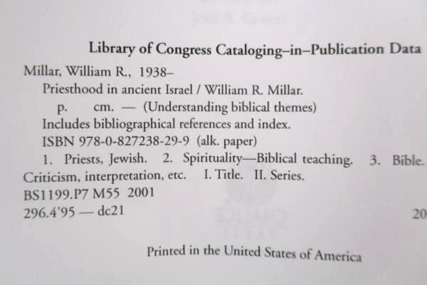 Priesthood In Ancient Israel by William R Millar 2001 SC Biblical Understanding