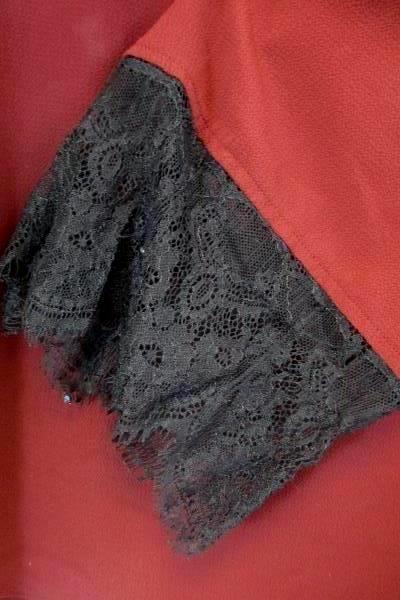 Long Sleeve Blouse Mossimo Solid Maroon w/Laced Black Cuffs Women's Size Small