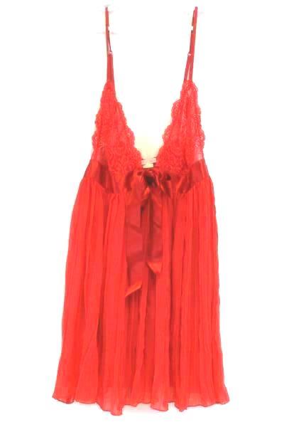 VICTORIA'S SECRET Red Lace Camisole Lingerie Spaghetti Strap Babydoll Sz Medium