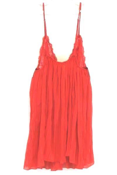 VICTORIA'S SECRET Red Lace Camisole Lingerie Spaghetti Strap Babydoll Sz Medium