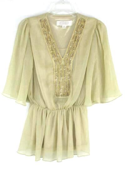 Women's American Glamour Cream Blouse & Skirt 2 Piece Dress Size XS