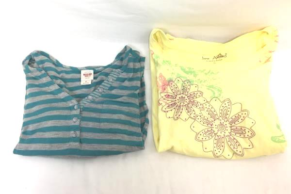 Lot Of 2 Jane Ashley Mossimo Women's Shirts Floral Turquoise Grey Yellow Size S