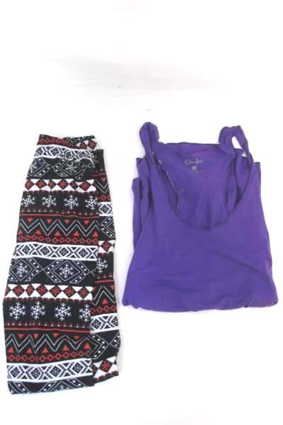Lot of 2 Curfew Derek Heart Women's Tank Top Leggings Holiday Multicolor Size S