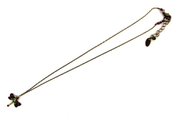 Firefly Brass Jeweled Necklace Dragonfly Design Marked 18" Beautiful Intricate