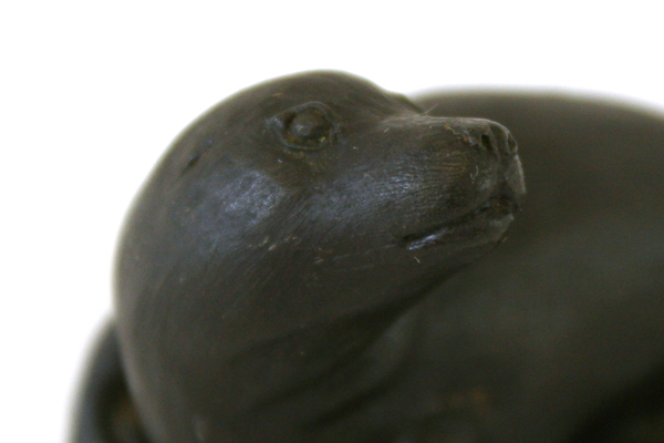 Ceramic Sea Lion Figurine Solid Black 3" Long