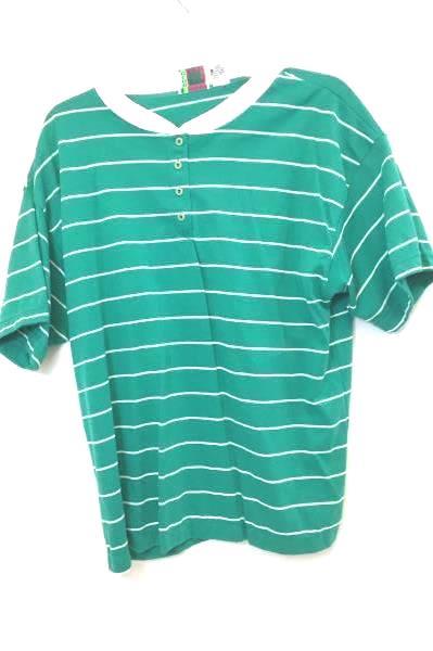 Lot of 2 T-Shirts By Goolagong White Green Pink Stripes Women's Size Large