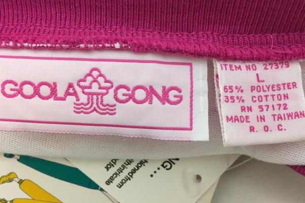 Lot of 2 T-Shirts By Goolagong White Green Pink Stripes Women's Size Large