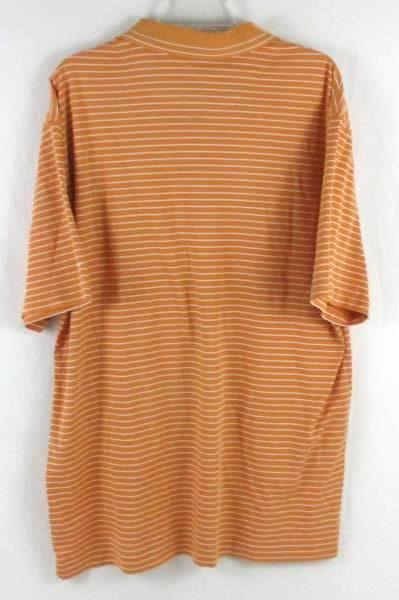 NIKE Golf Polo Dry-Fit Shirt White Orange Striped Short Sleeve Men's Size XL