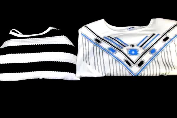 Lot of 2 Shirts By Michael Carrie White Black Stripes Blue Women's Size M