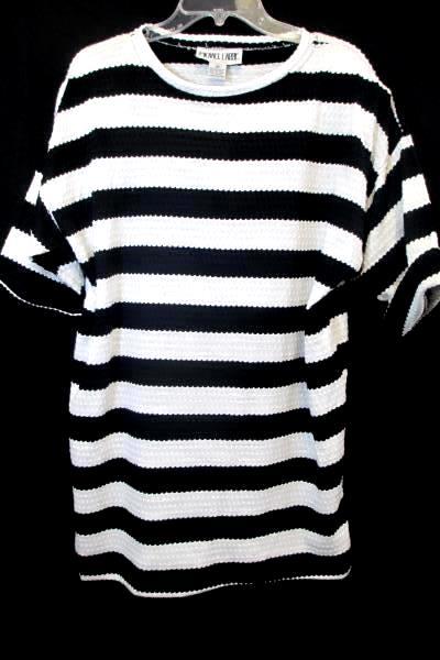 Lot of 2 Shirts By Michael Carrie White Black Stripes Blue Women's Size M