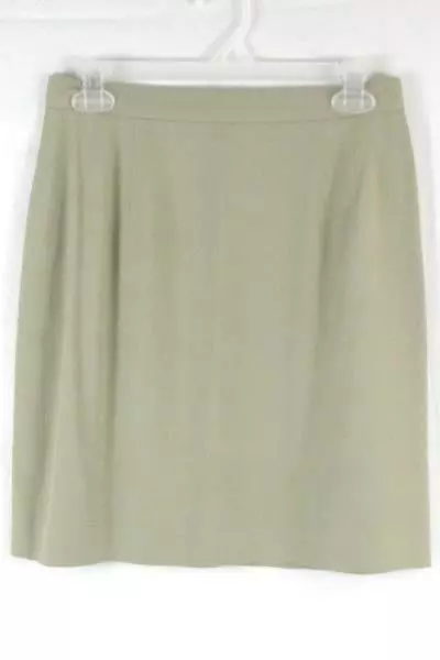 Tamotsu Khaki Beige A Line Skirt Women Size 8 Minimalist Executive Sleek Style