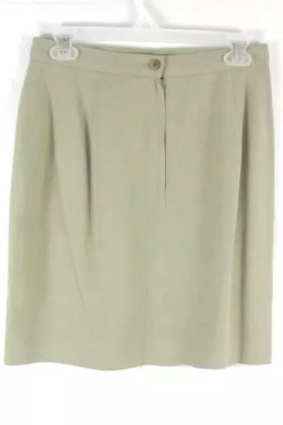 Tamotsu Khaki Beige A Line Skirt Women Size 8 Minimalist Executive Sleek Style