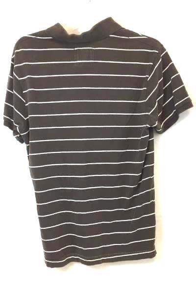 Mossimo Button Up Shirt Collared Brown w/ White Stripes V-Neck Boy's Size Medium
