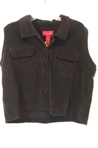 Venezia Jeans Women's Vest Brown Corduroy 2 Pockets Size 16