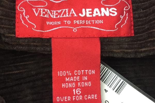 Venezia Jeans Women's Vest Brown Corduroy 2 Pockets Size 16