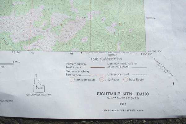 Idaho Topography 1972 Provisional Map Eight Mile Mountain Geological Survey 87"W