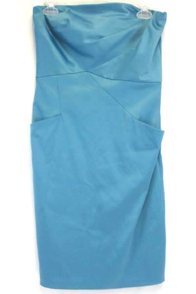 Women's Turquoise Blue Strapless BCBG Paris Formal Dress Pockets Size 8