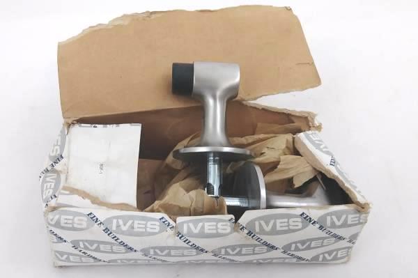 Set of 2 H.B. Ives Heavy Duty Floor Mounted Door Stops Chrome 3"