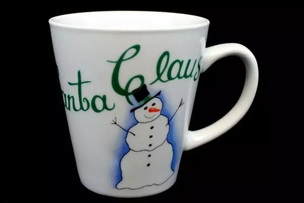 Pier 1 One "Cocoa for Santa Claus" Snowman Cocoa Coffee Mug Winter Snow
