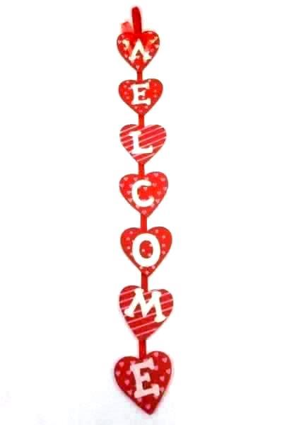 Lot Of 4 Happy Valentines Day Bucket Pink Feather Boa Be Mine Hanging Sign