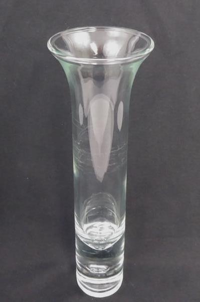 Classic Clear Glass Vase Bubble In Weighted Base