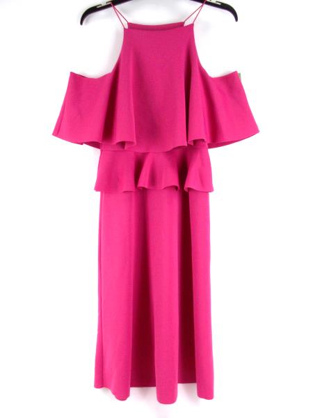 ASOS Pink Off Shoulder A Line Scuba Party Dress Ruffles Midi Sz 6 ~ NWT