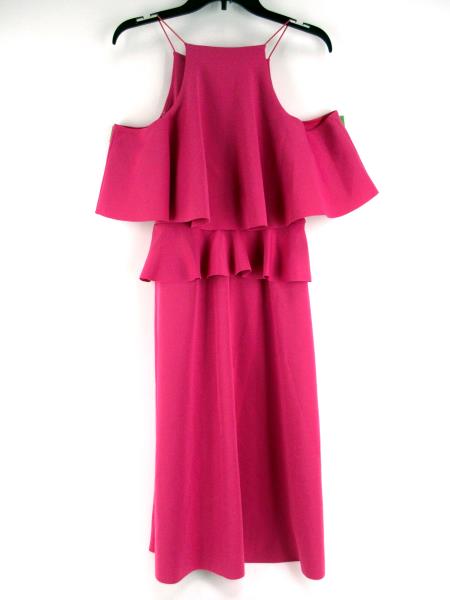 ASOS Pink Off Shoulder A Line Scuba Party Dress Ruffles Midi Sz 6 ~ NWT