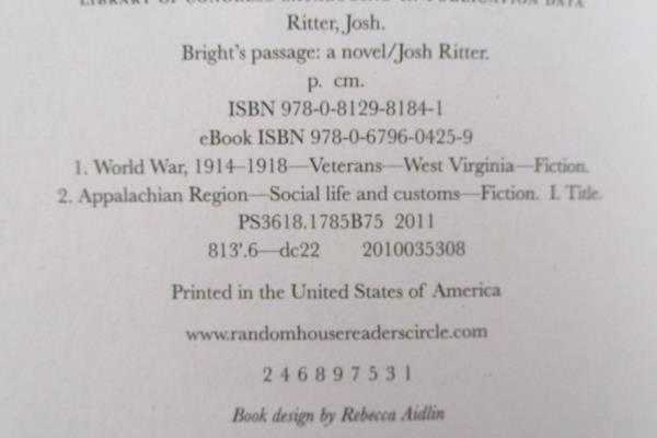 Bright's Passage: A Novel by Josh Ritter Softcover 2012 Dial Press Trade Edition