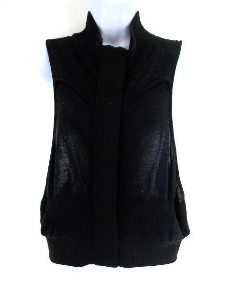 OHNE TITEL Knit Top Black Sleeveless Zipper Sheer Stretch Womens's Sz S