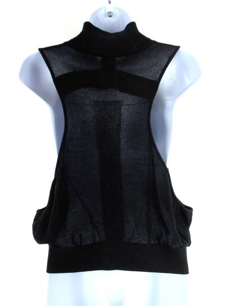 OHNE TITEL Knit Top Black Sleeveless Zipper Sheer Stretch Womens's Sz S