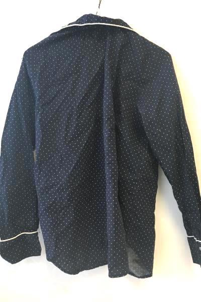 GAP Body Women's Button Up Pajama Shirt Navy Blue Polka-dotted Size M